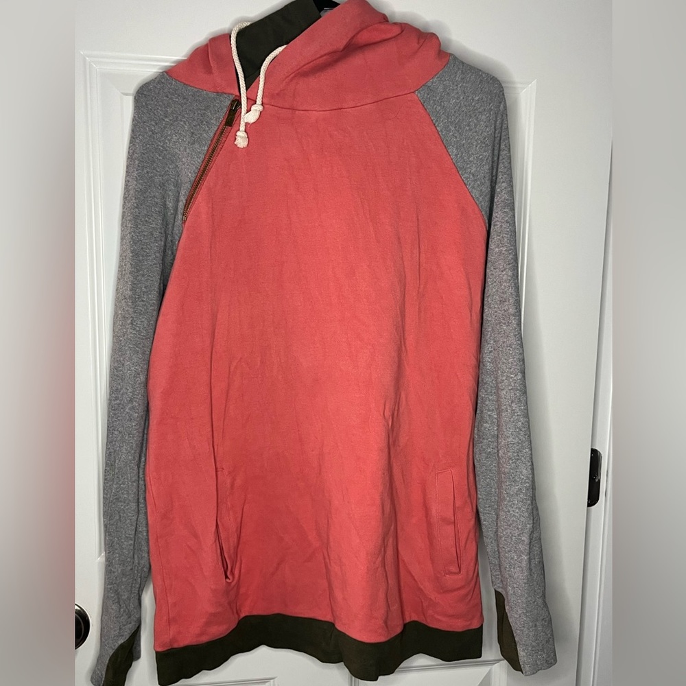 & Double Hoodie - Coral, Grey, Olive